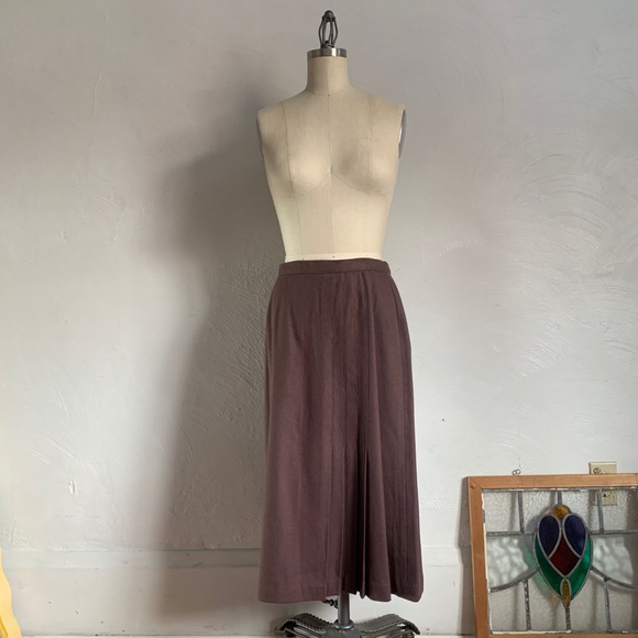 VTG Prestige Boston wool blend pleated eggplant purple mauve knee length skirt - Picture 2 of 8
